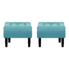 BODEVIR - Set Pouf Wood 1C Felpa 00 Turquesa