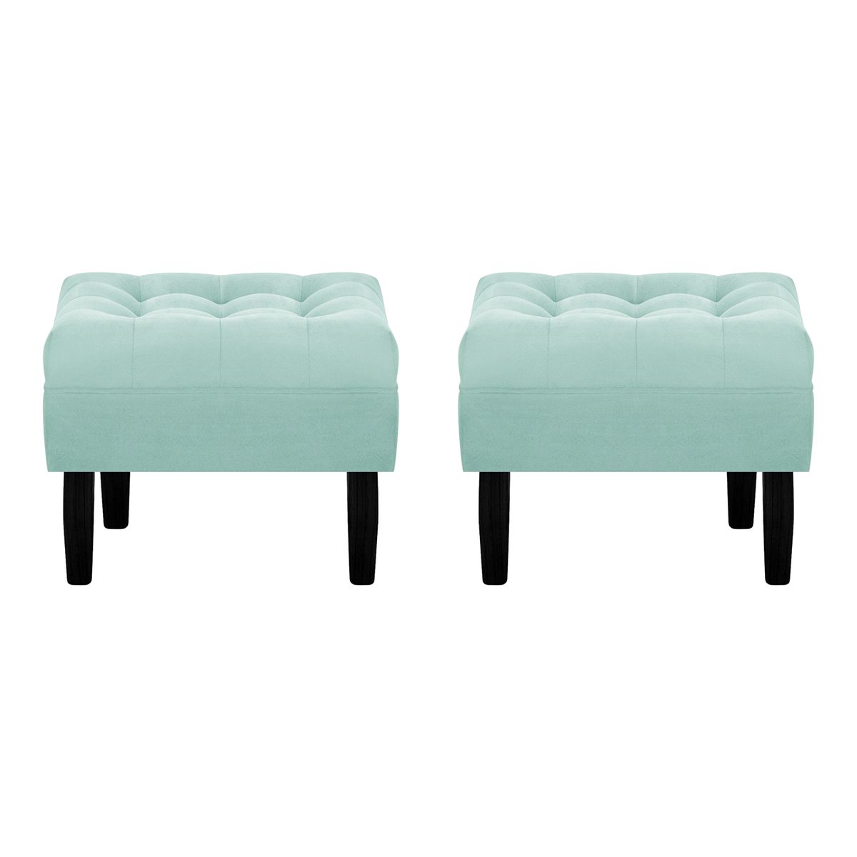BODEVIR - Set Pouf Wood 1C Felpa 00 Verde Agua