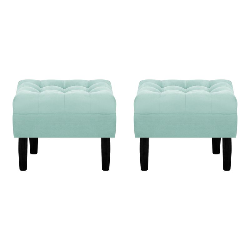 BODEVIR - Set Pouf Wood 1C Felpa 00 Verde Agua