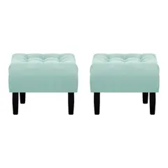 BODEVIR - Set Pouf Wood 1C Felpa 00 Verde Agua