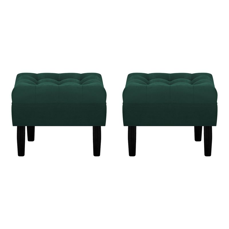 BODEVIR - Set Pouf Wood 1C Felpa 00 Verde Botella