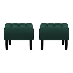 BODEVIR - Set Pouf Wood 1C Felpa 00 Verde Botella