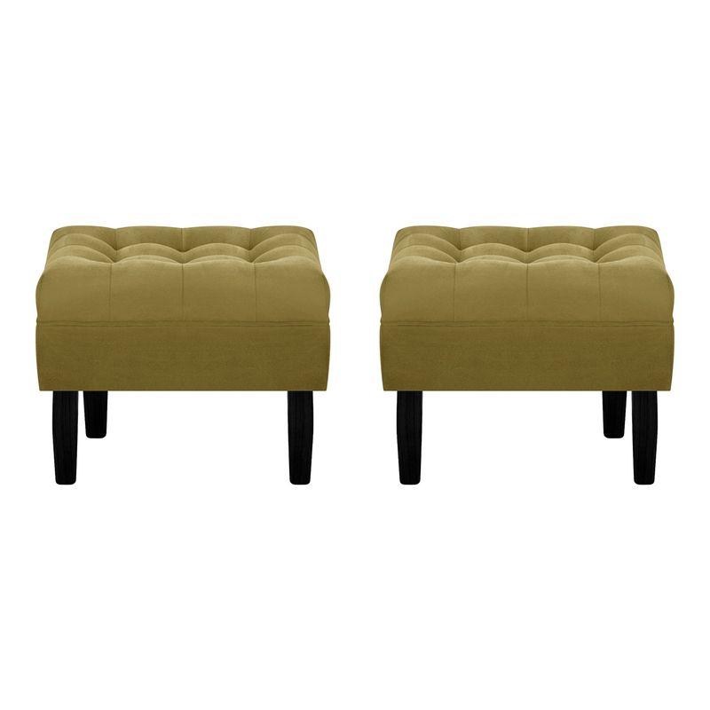 BODEVIR - Set Pouf Wood 1C Felpa 00 Verde Musgo