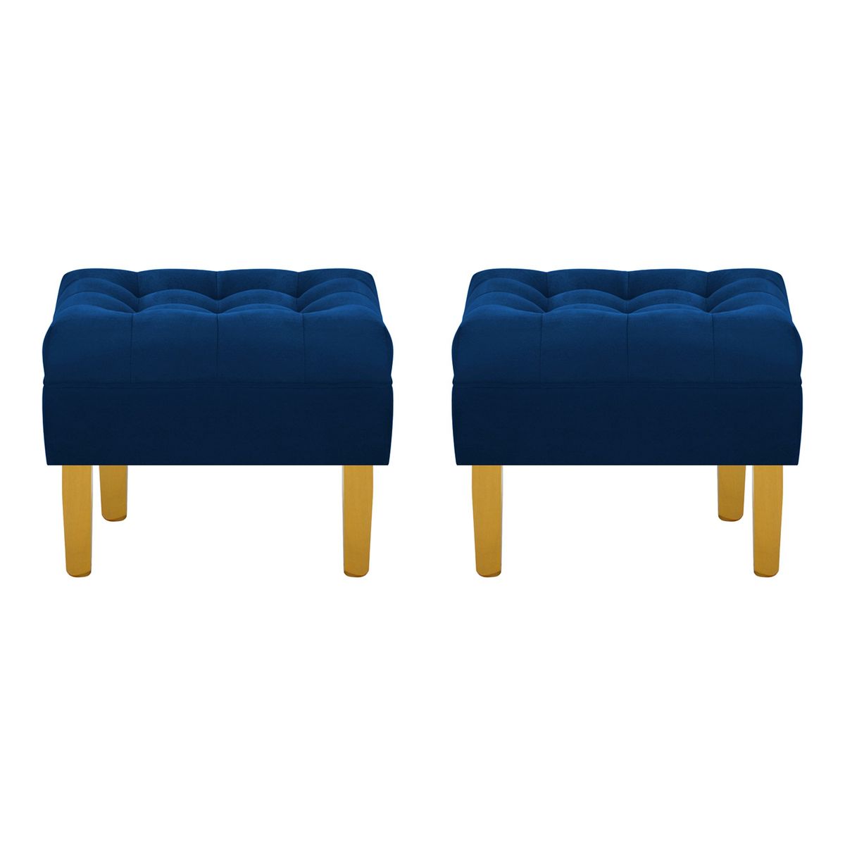 BODEVIR - Set Pouf Wood 1C Felpa 01 Azul Marino
