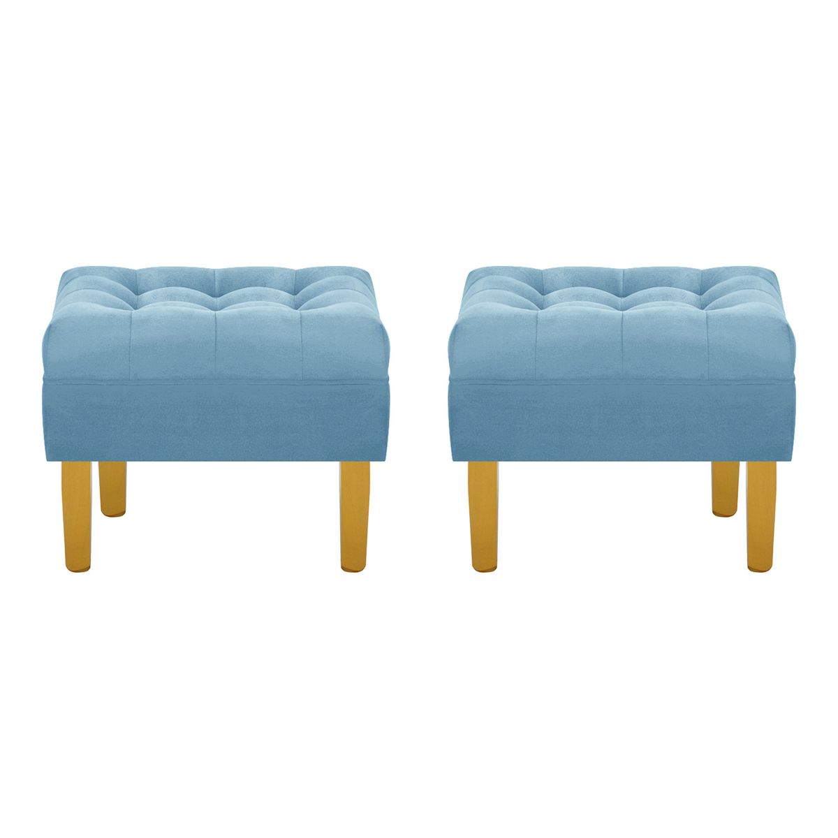 BODEVIR - Set Pouf Wood 1C Felpa 01 Azul Petroleo