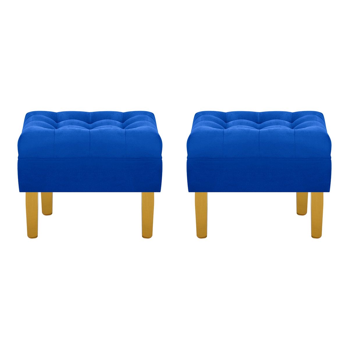 BODEVIR - Set Pouf Wood 1C Felpa 01 Azul Rey