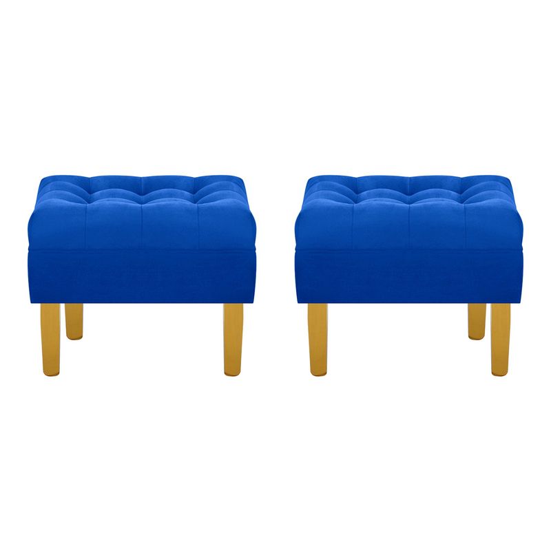 BODEVIR - Set Pouf Wood 1C Felpa 01 Azul Rey