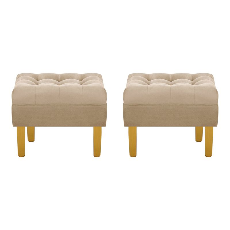 BODEVIR - Set Pouf Wood 1C Felpa 01 Beige