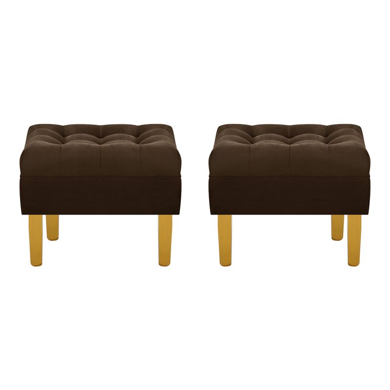 BODEVIR - Set Pouf Wood 1C Felpa 01 Chocolate