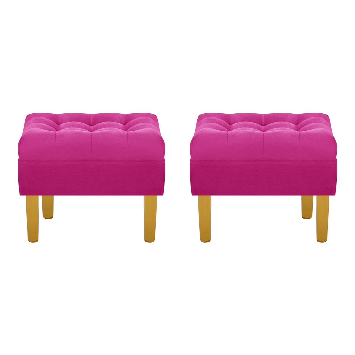 BODEVIR - Set Pouf Wood 1C Felpa 01 Fucsia