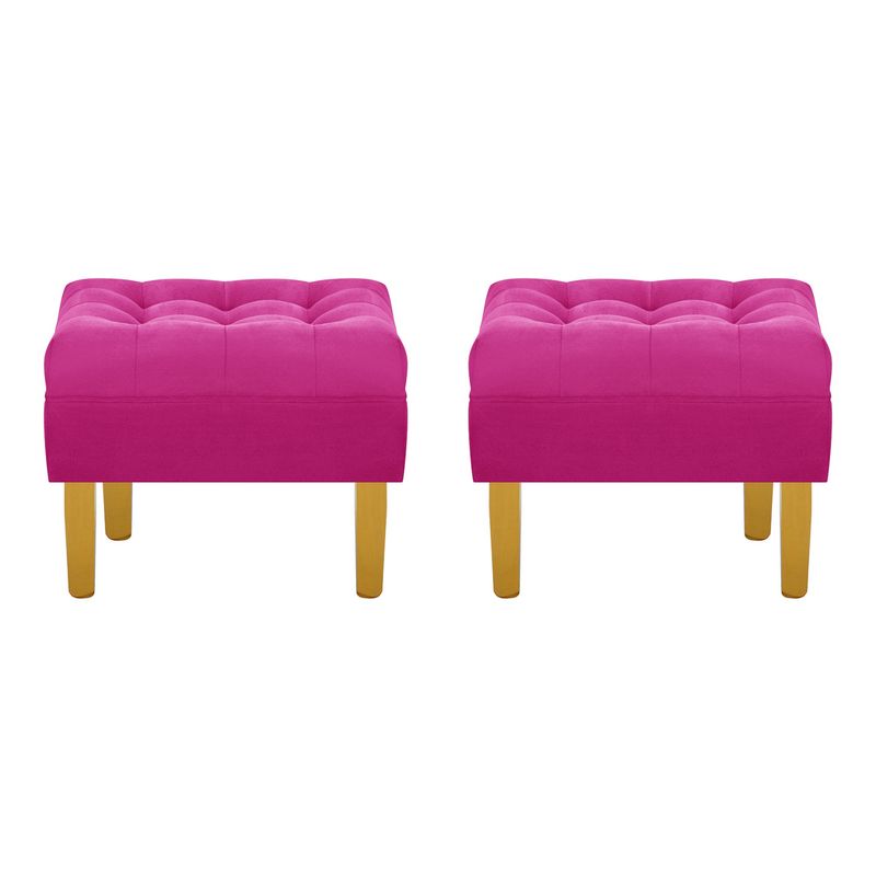 BODEVIR - Set Pouf Wood 1C Felpa 01 Fucsia