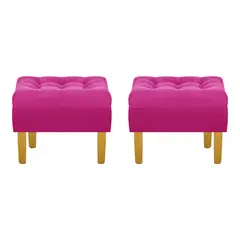 BODEVIR - Set Pouf Wood 1C Felpa 01 Fucsia