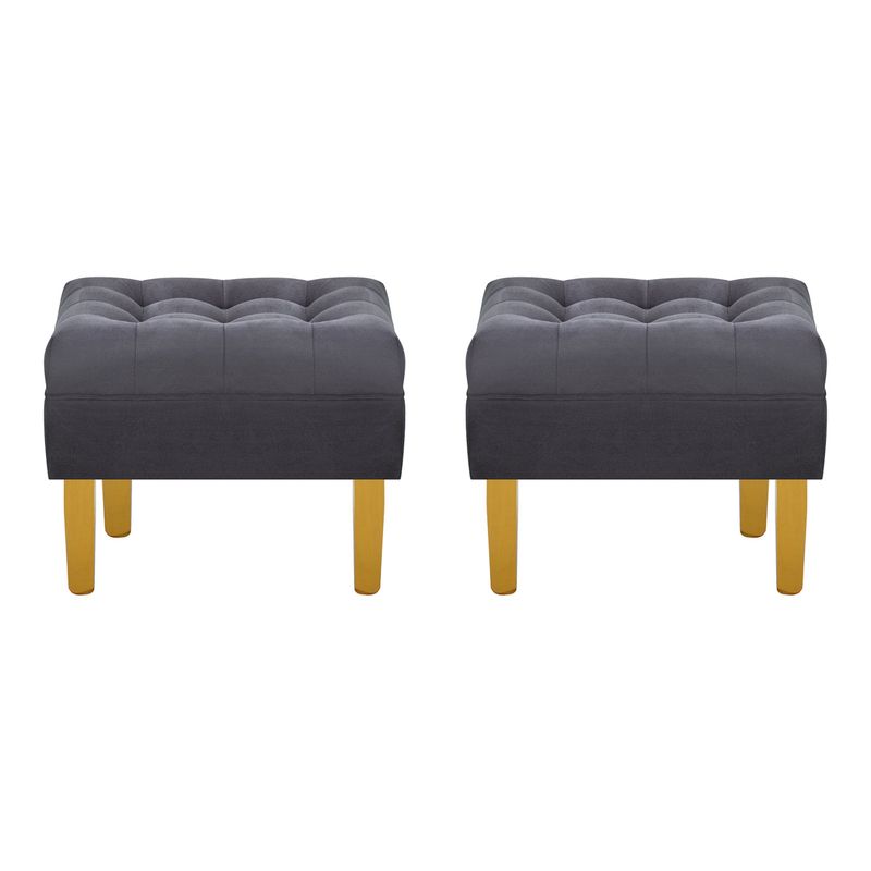 BODEVIR - Set Pouf Wood 1C Felpa 01 Gris