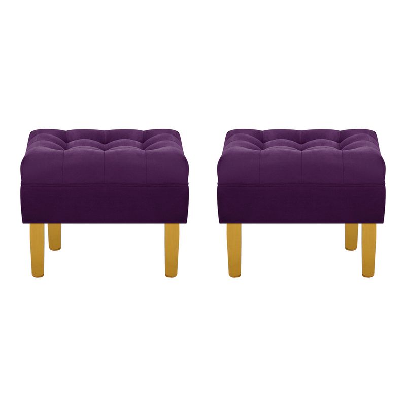 BODEVIR - Set Pouf Wood 1C Felpa 01 Morado
