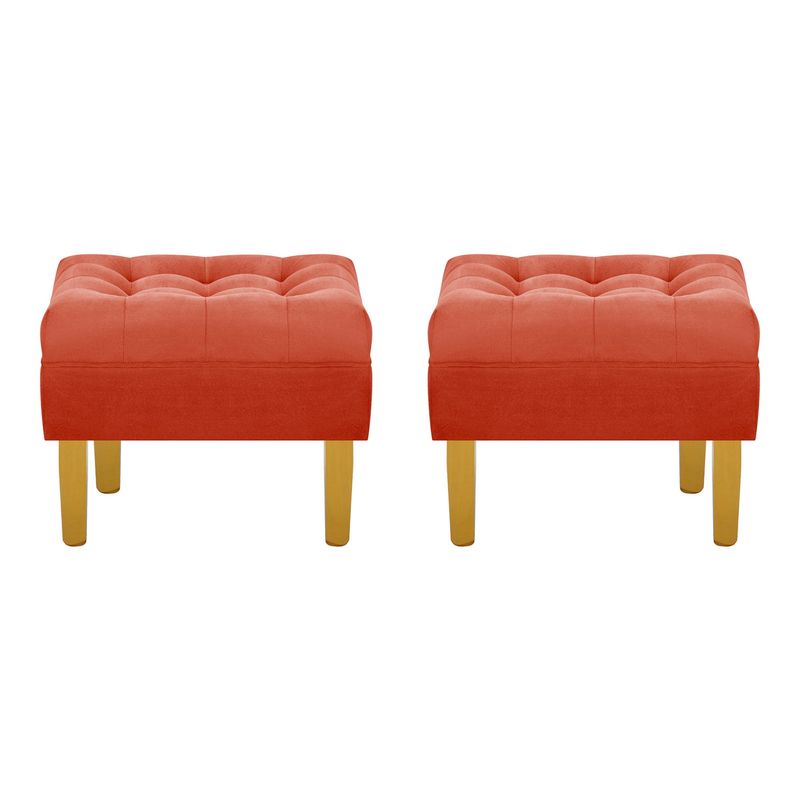 BODEVIR - Set Pouf Wood 1C Felpa 01 Naranjo