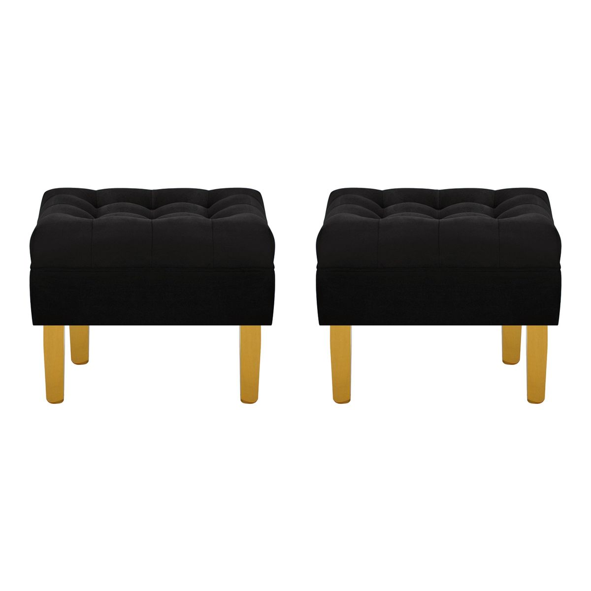BODEVIR - Set Pouf Wood 1C Felpa 01 Negro