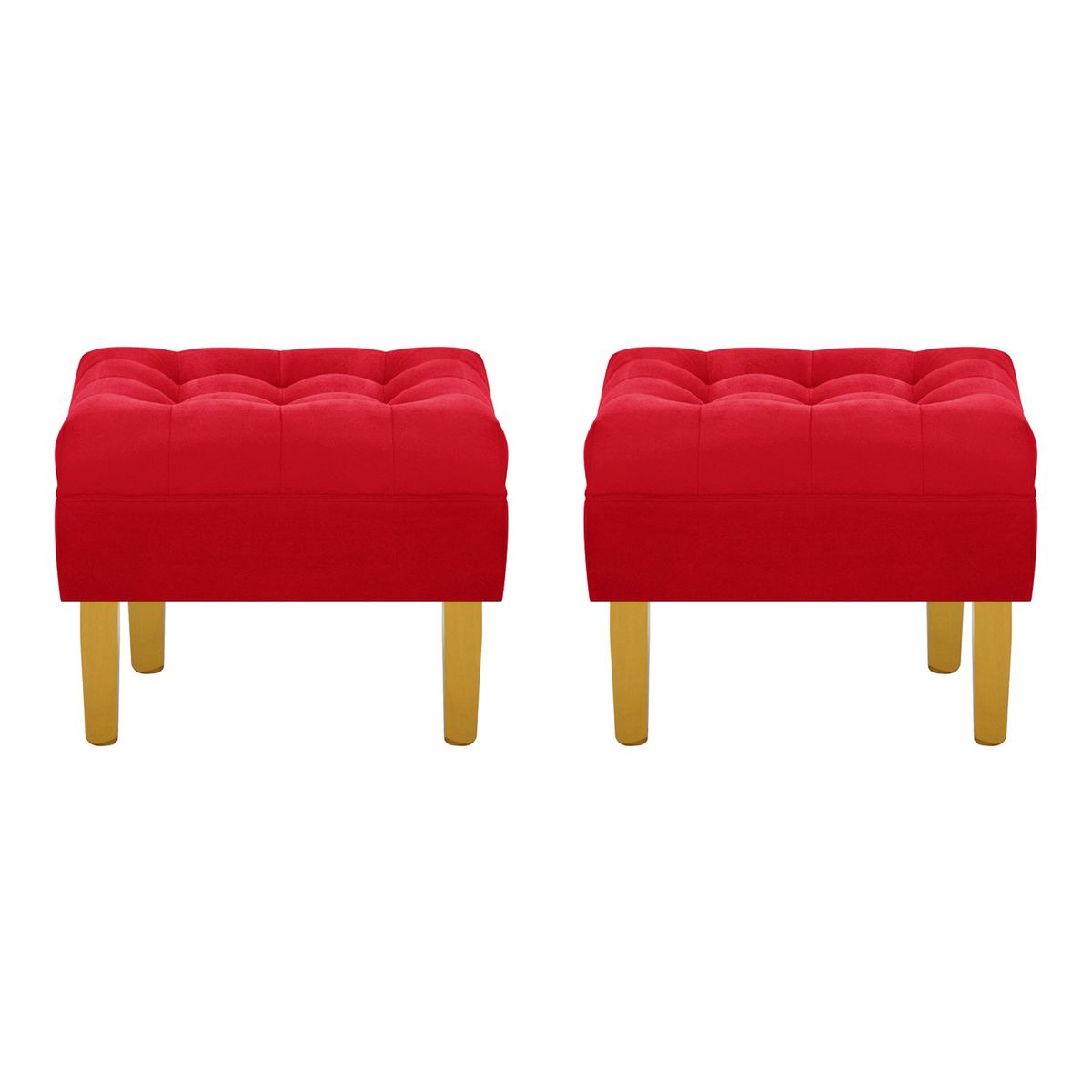 BODEVIR - Set Pouf Wood 1C Felpa 01 Rojo