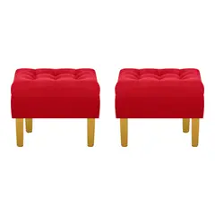 BODEVIR - Set Pouf Wood 1C Felpa 01 Rojo