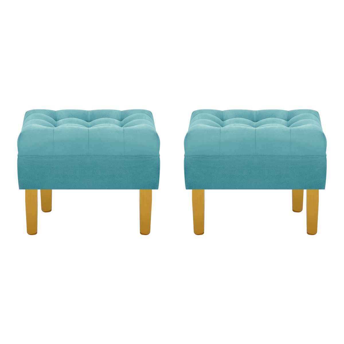 BODEVIR - Set Pouf Wood 1C Felpa 01 Turquesa.