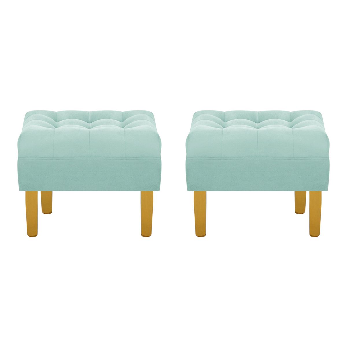 BODEVIR - Set Pouf Wood 1C Felpa 01 Verde Agua