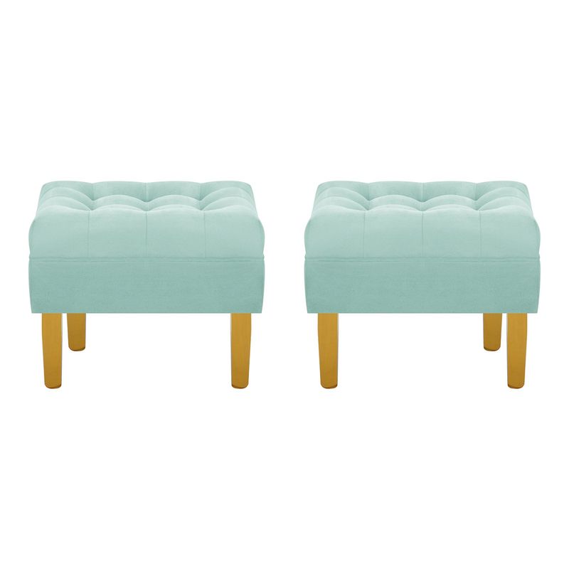 BODEVIR - Set Pouf Wood 1C Felpa 01 Verde Agua