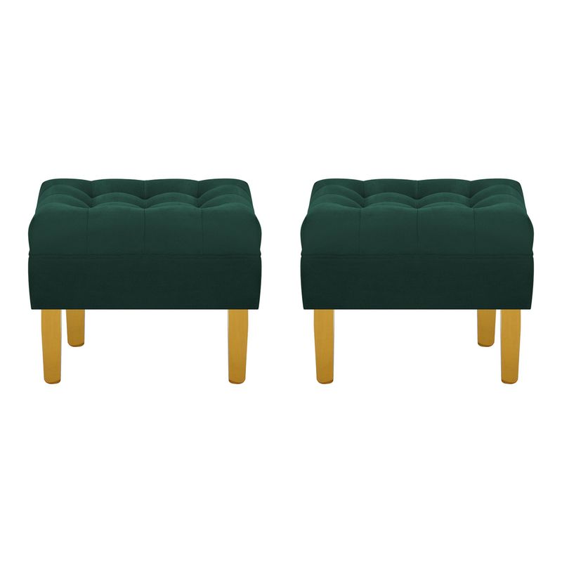 BODEVIR - Set Pouf Wood 1C Felpa 01 Verde Botella