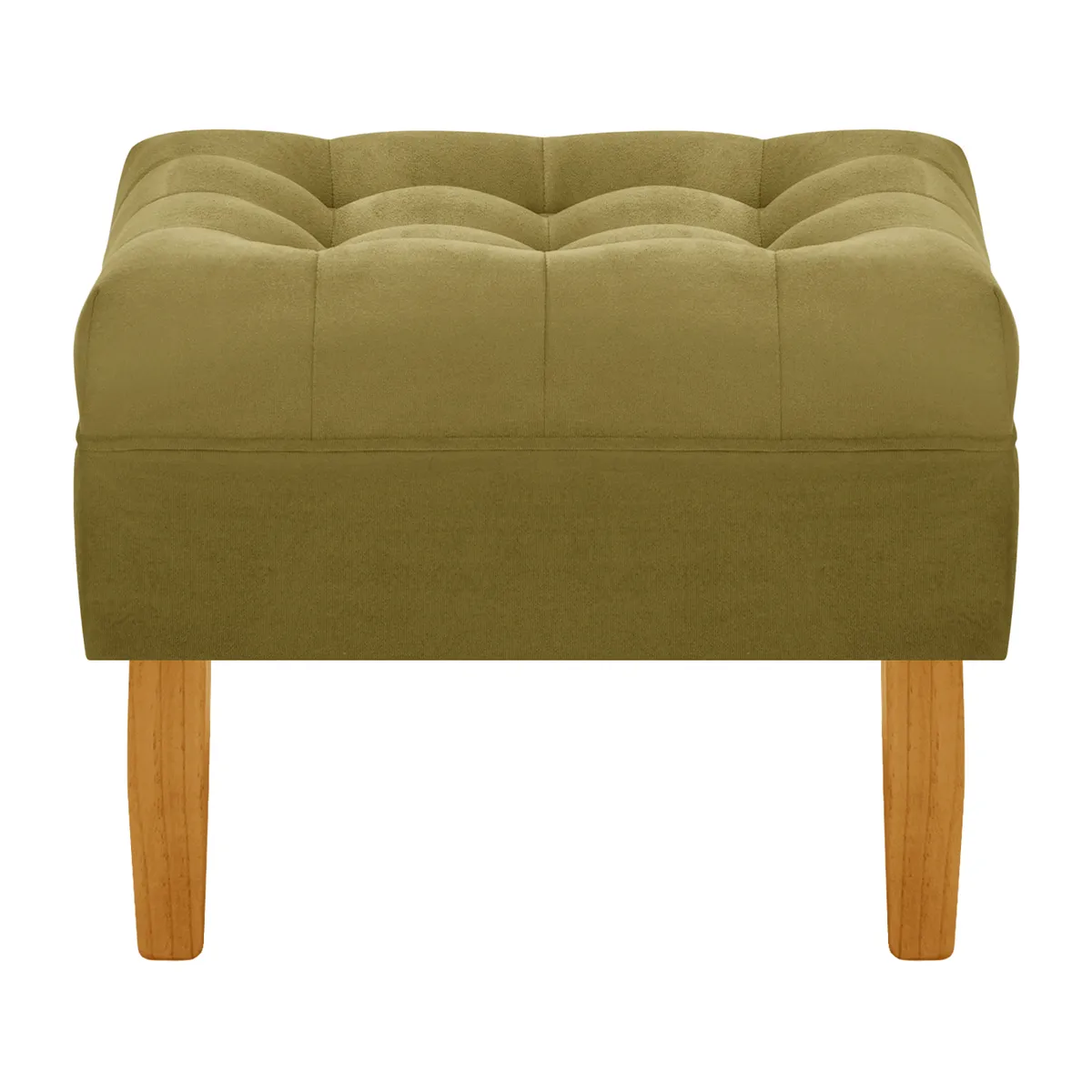 BODEVIR - Set Pouf Wood 1C Felpa 01 Verde Musgo