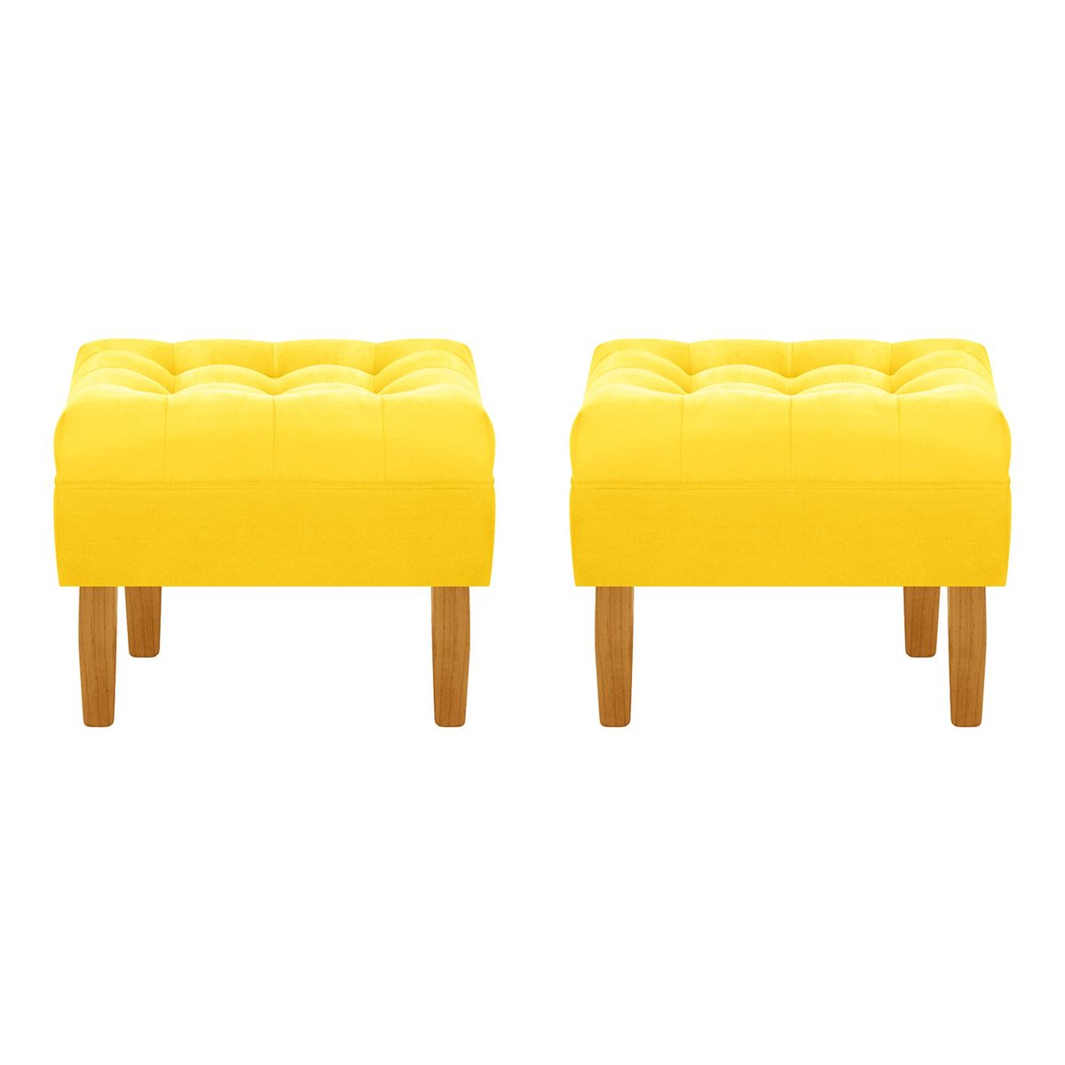 BODEVIR - Set Pouf Wood 1C Felpa 04 Amarillo