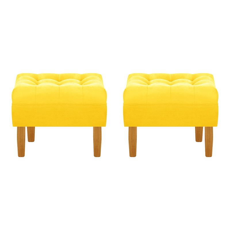 BODEVIR - Set Pouf Wood 1C Felpa 04 Amarillo