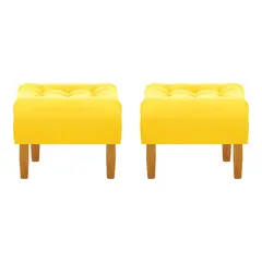 BODEVIR - Set Pouf Wood 1C Felpa 04 Amarillo
