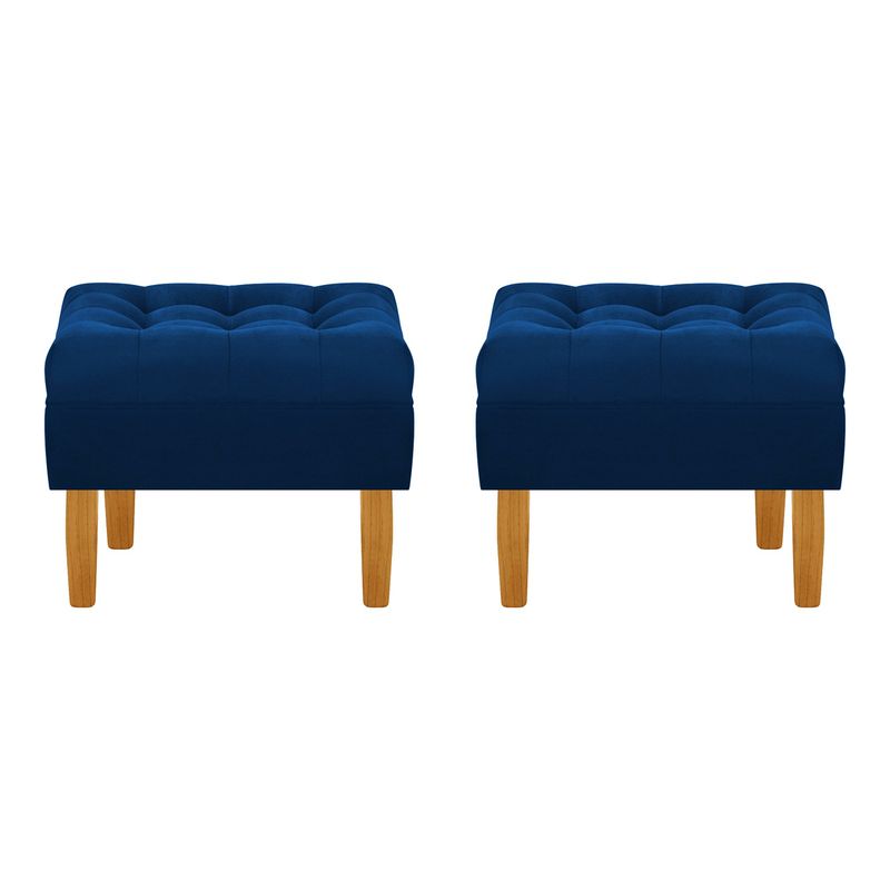 BODEVIR - Set Pouf Wood 1C Felpa 04 Azul Marino