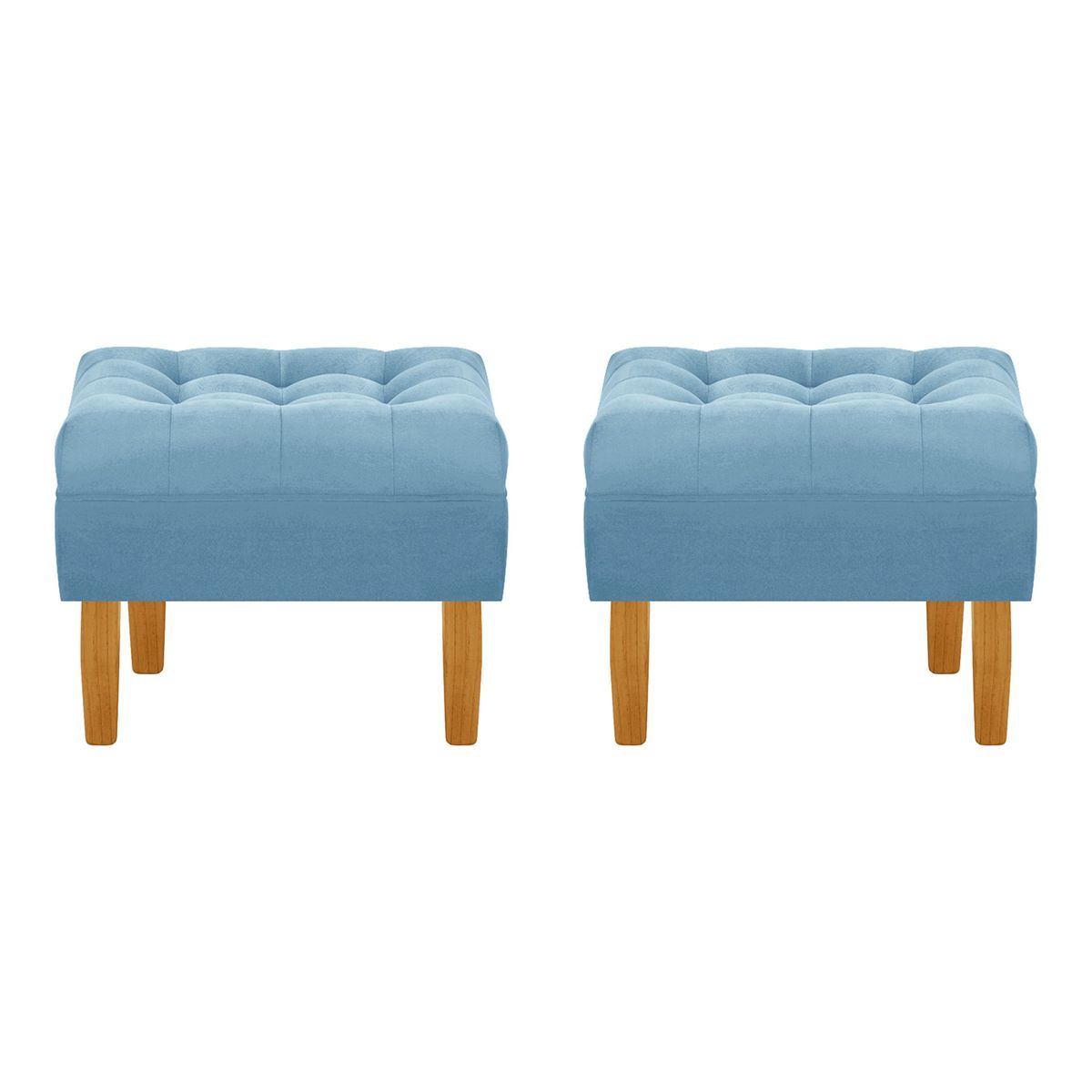 BODEVIR - Set Pouf Wood 1C Felpa 04 Azul Petroleo