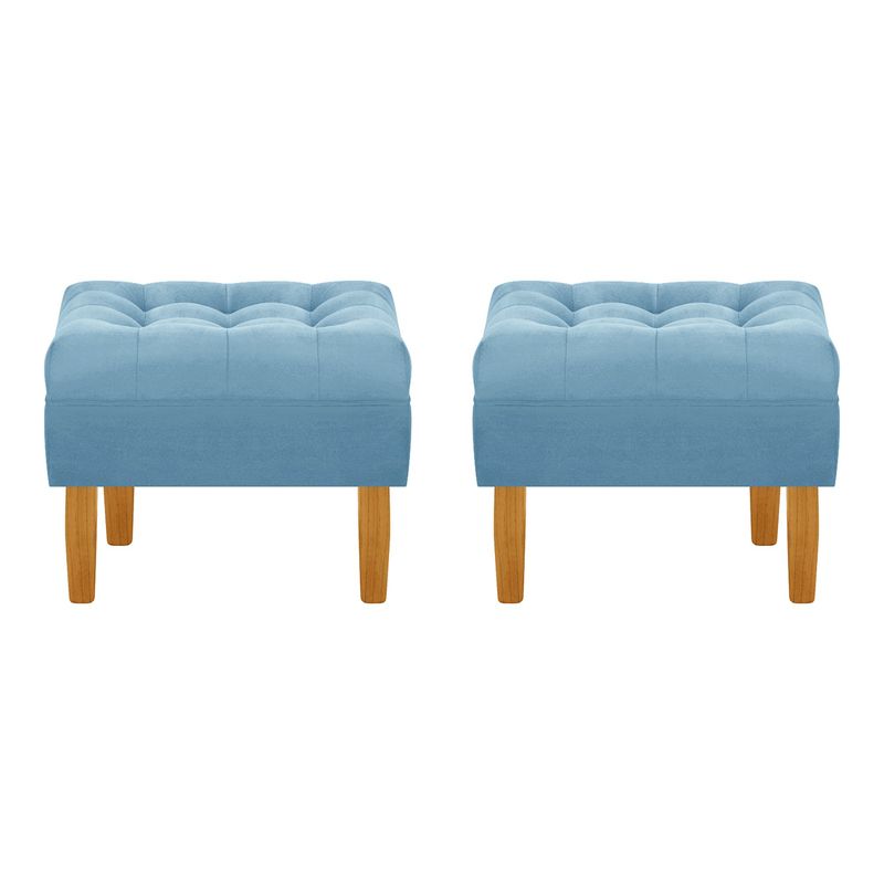 BODEVIR - Set Pouf Wood 1C Felpa 04 Azul Petroleo
