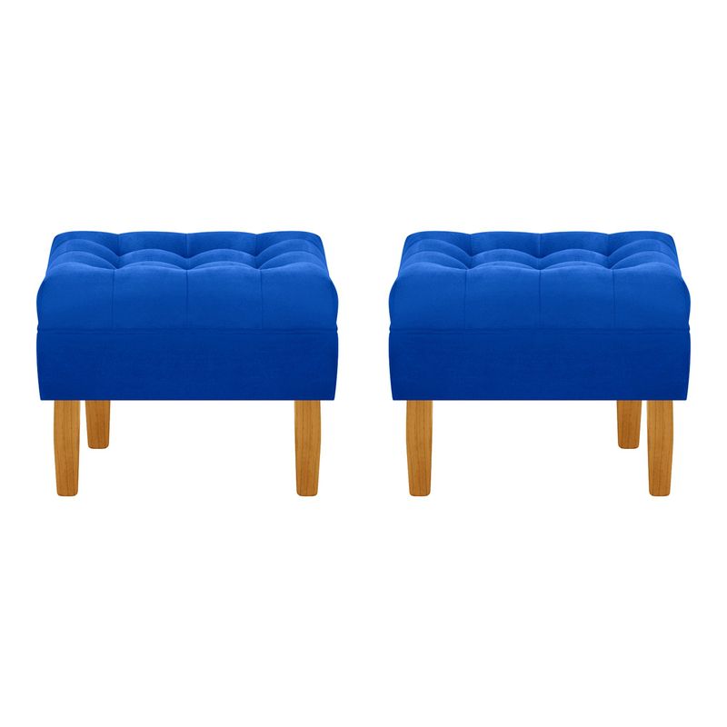 BODEVIR - Set Pouf Wood 1C Felpa 04 Azul Rey