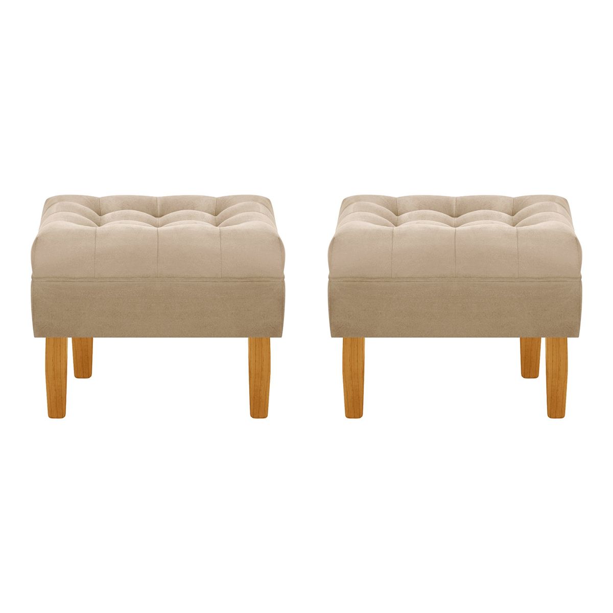 BODEVIR - Set Pouf Wood 1C Felpa 04 Beige.