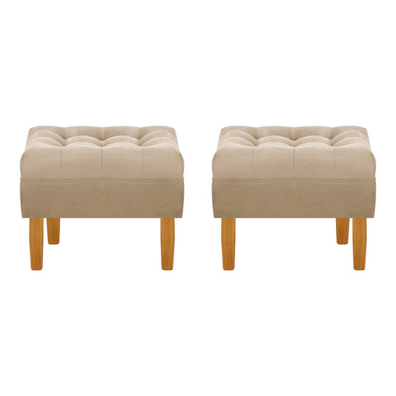 BODEVIR - Set Pouf Wood 1C Felpa 04 Beige