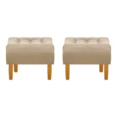 BODEVIR - Set Pouf Wood 1C Felpa 04 Beige