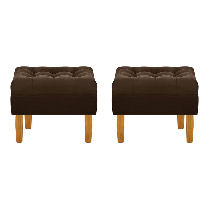 BODEVIR - Set Pouf Wood 1C Felpa 04 Chocolate