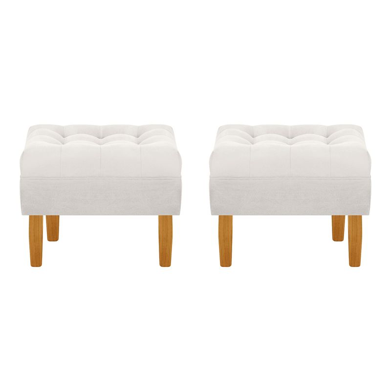 BODEVIR - Set Pouf Wood 1C Felpa 04 Crudo