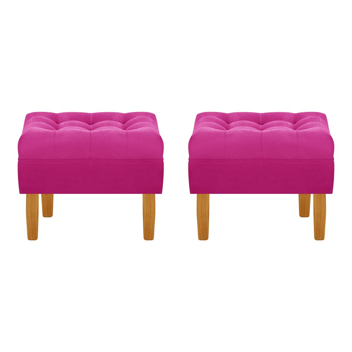 BODEVIR - Set Pouf Wood 1C Felpa 04 Fucsia