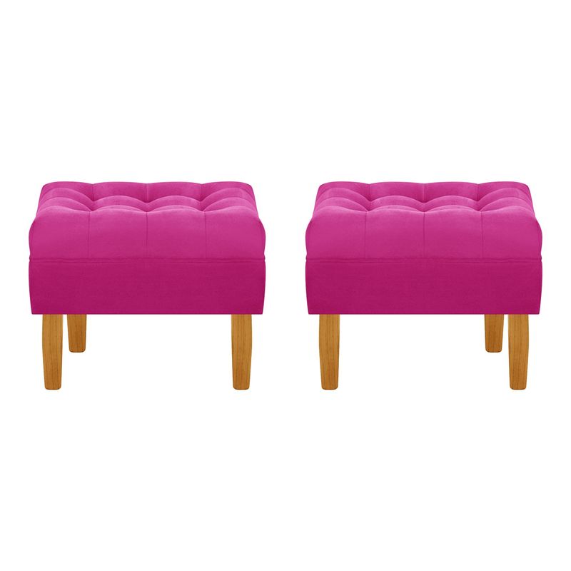 BODEVIR - Set Pouf Wood 1C Felpa 04 Fucsia