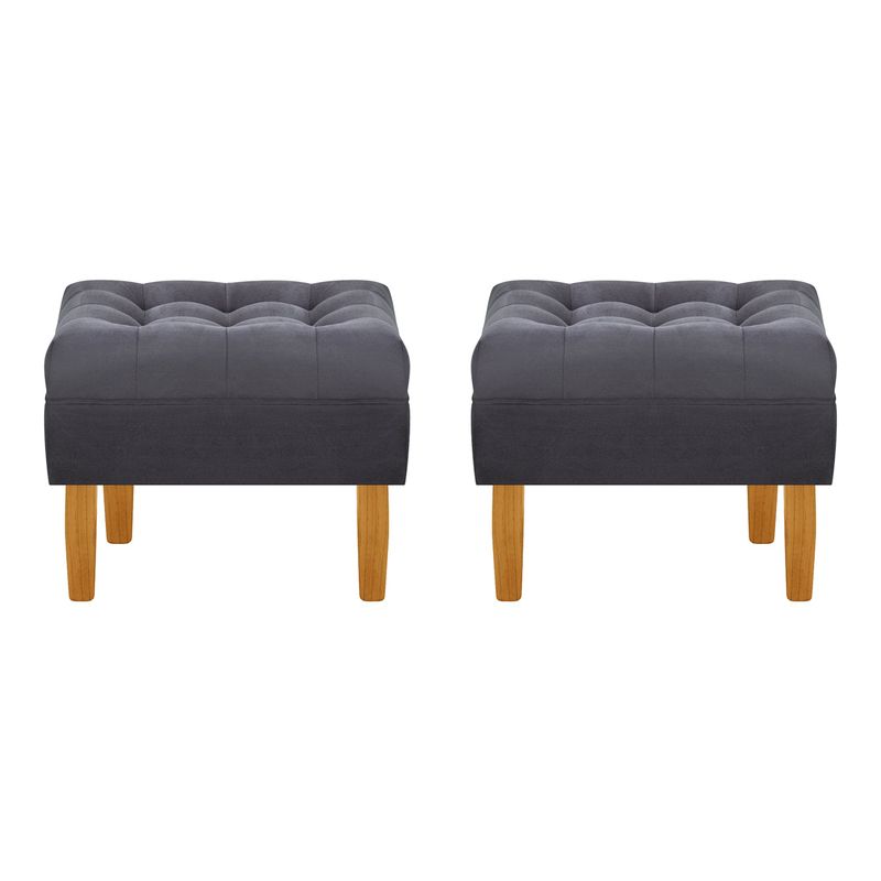 BODEVIR - Set Pouf Wood 1C Felpa 04 Gris