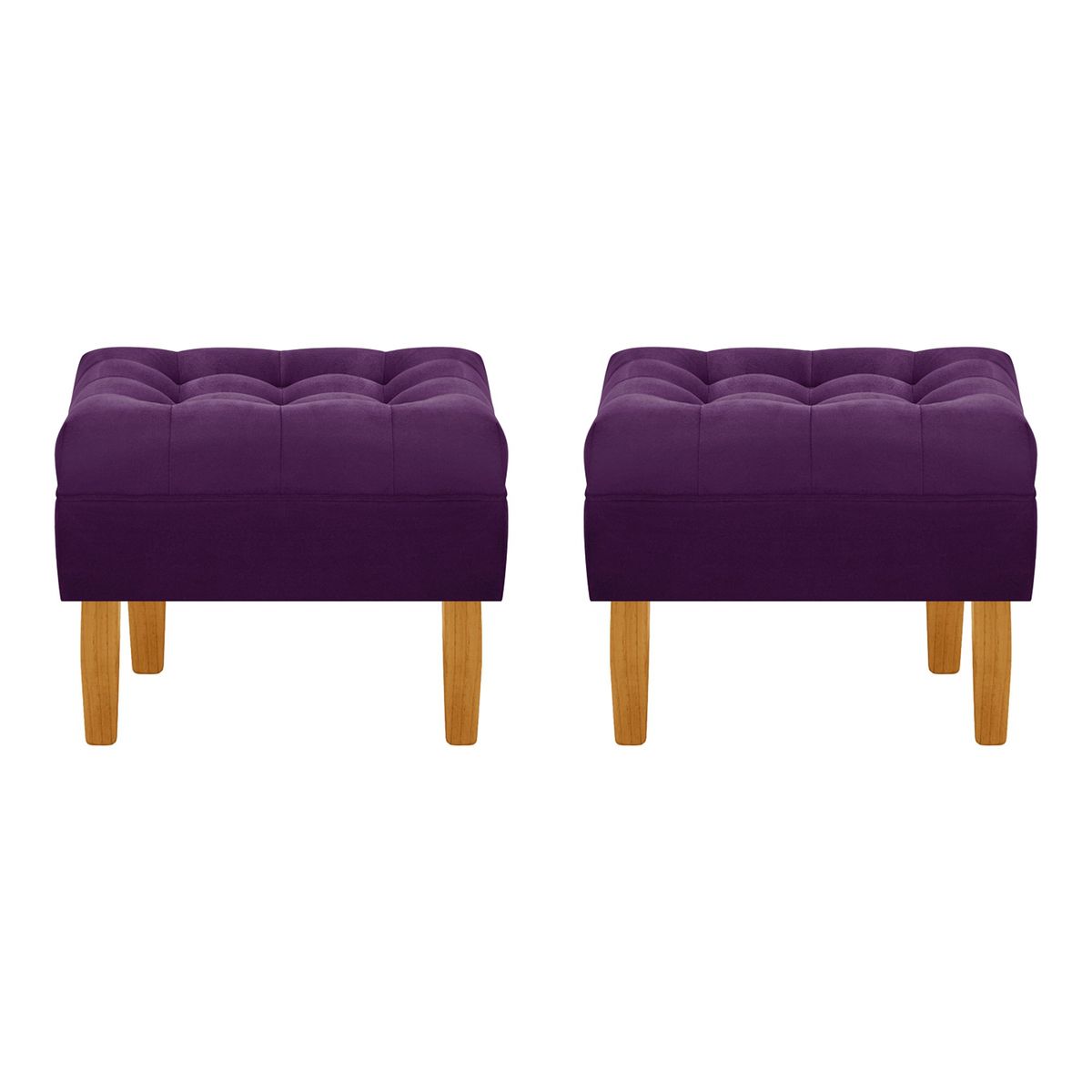 BODEVIR - Set Pouf Wood 1C Felpa 04 Morado