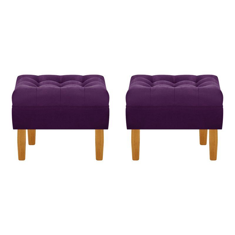 BODEVIR - Set Pouf Wood 1C Felpa 04 Morado