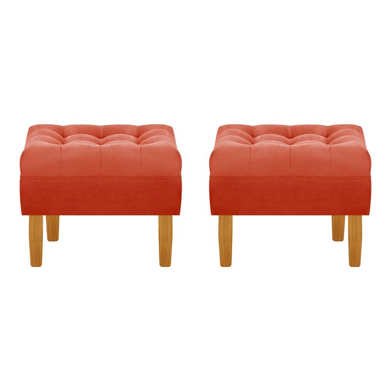 BODEVIR - Set Pouf Wood 1C Felpa 04 Naranjo