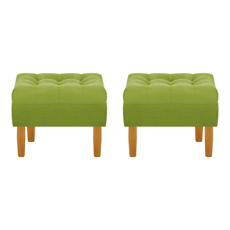 BODEVIR - Set Pouf Wood 1C Felpa 04 Pistacho