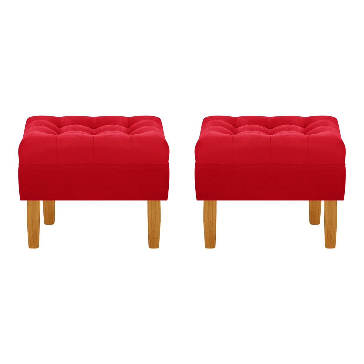 BODEVIR - Set Pouf Wood 1C Felpa 04 Rojo