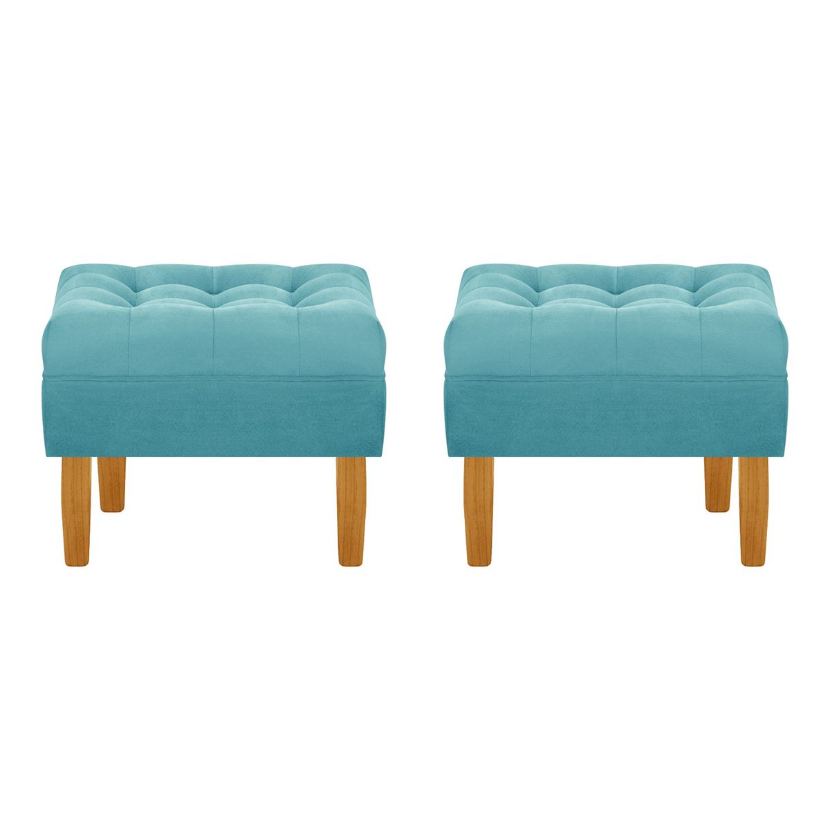 BODEVIR - Set Pouf Wood 1C Felpa 04 Turquesa