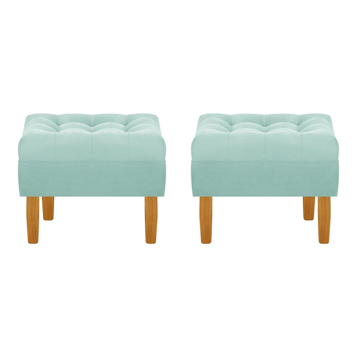 BODEVIR - Set Pouf Wood 1C Felpa 04 Verde Agua