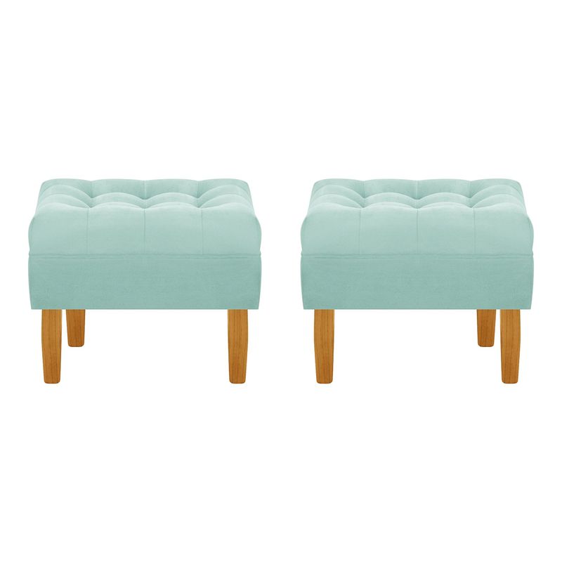 BODEVIR - Set Pouf Wood 1C Felpa 04 Verde Agua